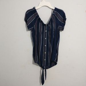 4th of July Navy Off Shoulder Top